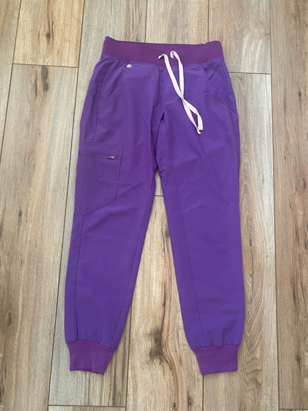 Figs Purple Technical Collection Scrubs with Pink Drawstring Dental Hospital